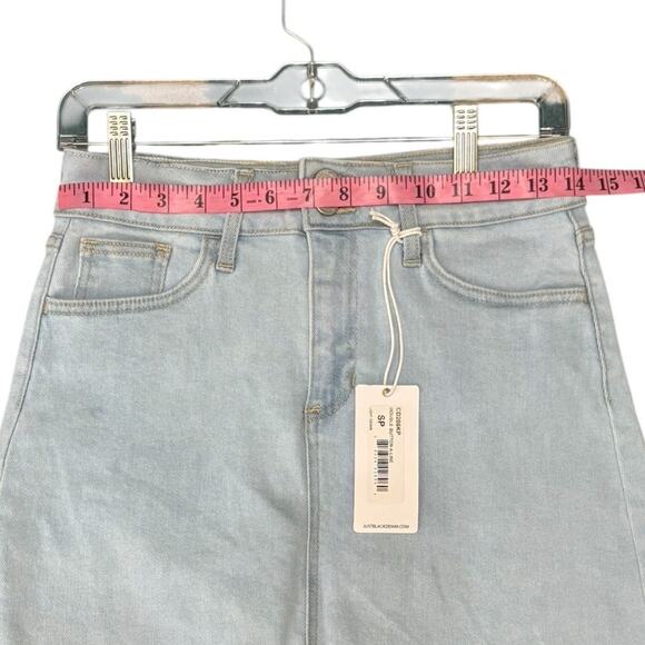 Just Black Denim Double Button A-Line Light Denim Rough Hem Skirt Size Small NEW - Picture 5 of 11